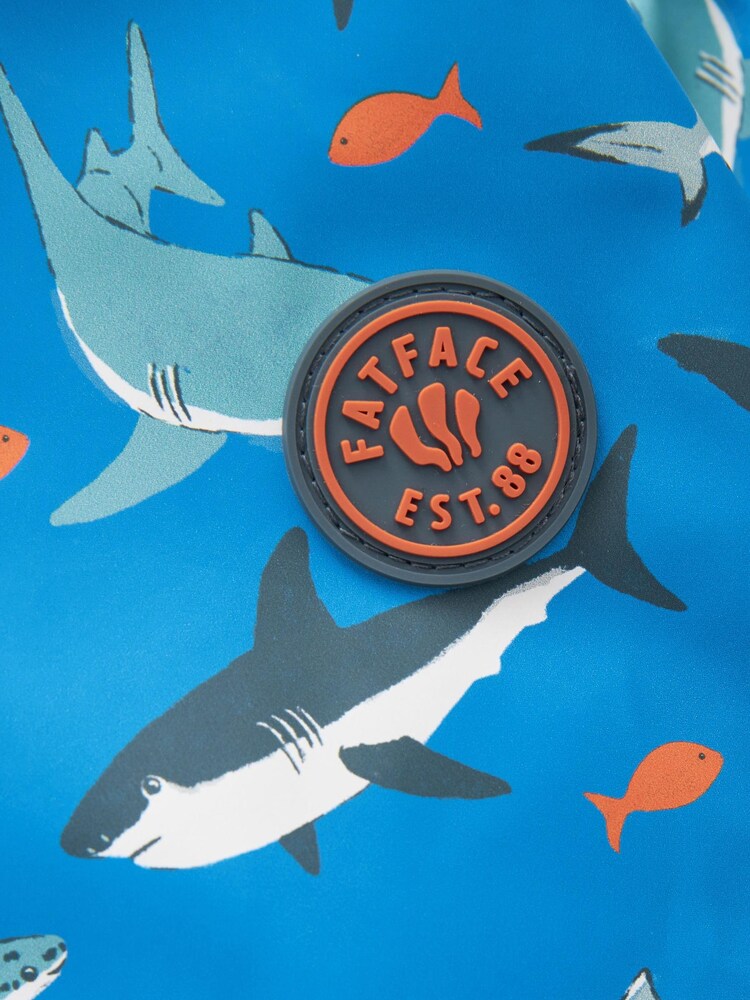 Голубой с рисунком акулы - FatFace Baby Shark Rain Mac - Изображение 8 из 8