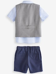 Blue 4pc Waistcoat, Shirt, Shorts & Bow Tie Set (3mths-9yrs) - Image 5 of 6