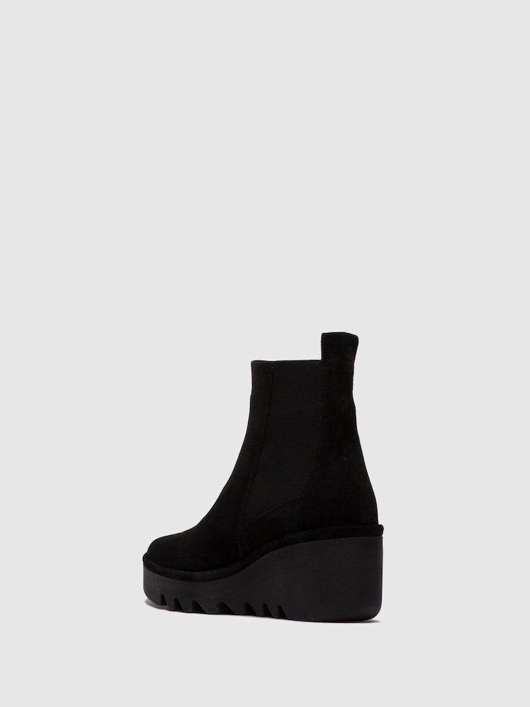 Fly London Bagu Black Wedge Boots - Image 2 of 4