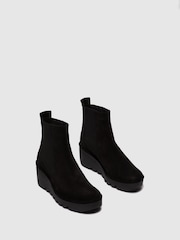 Fly London Bagu Black Wedge Boots - Image 3 of 4