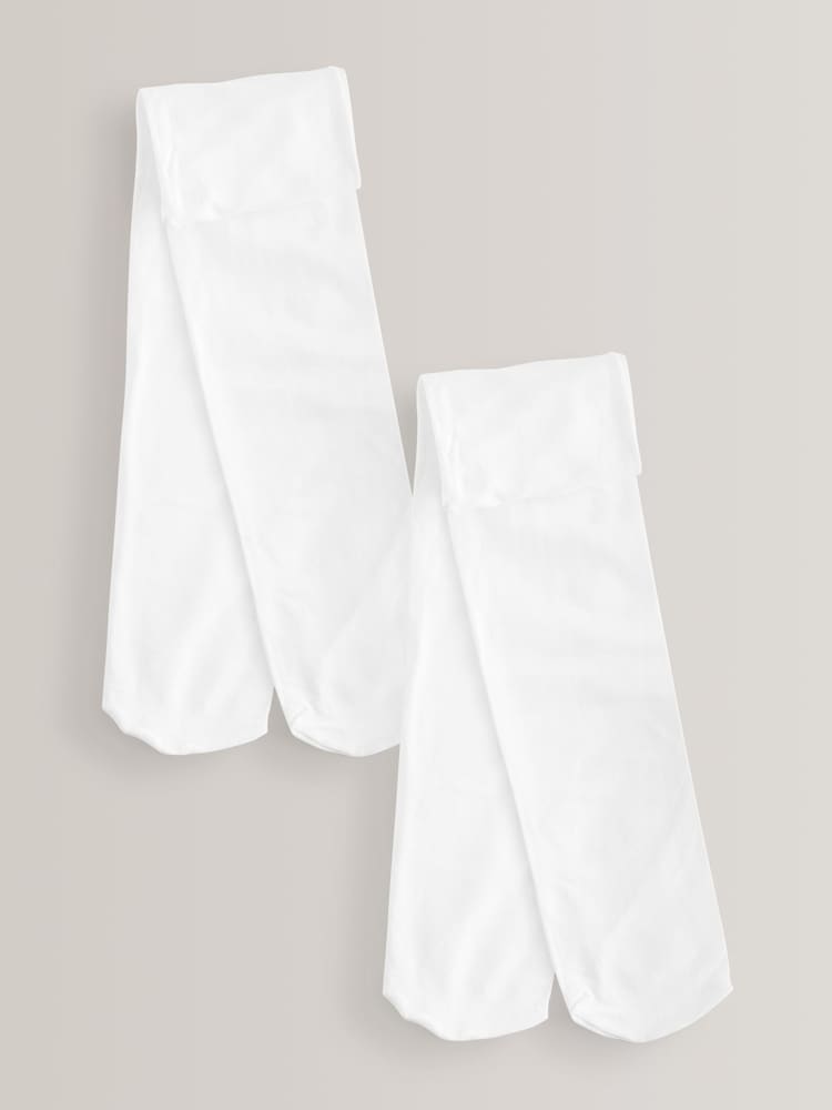 White Regular Length 2 Pack 80 Denier School Tights - Image 1 of 2