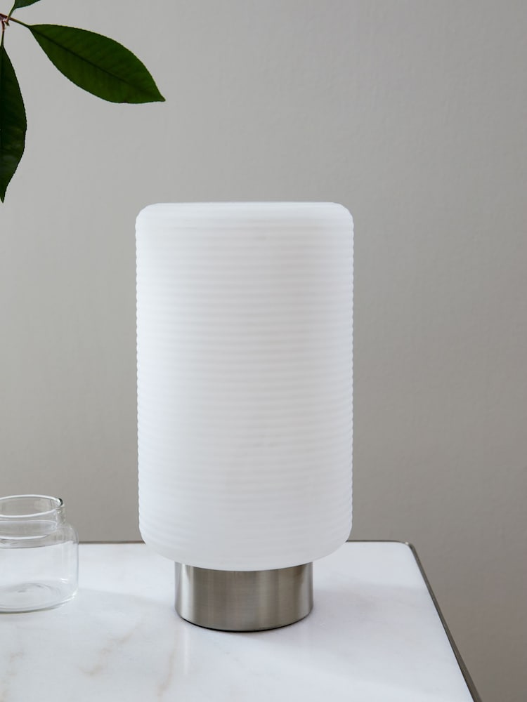 Jasper Conran London White Ribbed Glass Desk Lamp - Image 2 of 5