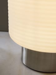 Jasper Conran London White Ribbed Glass Desk Lamp - Image 3 of 5