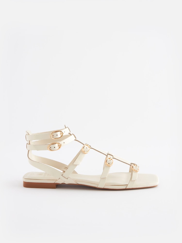 Bone Cream Signature Leather Flat Gladiator Sandals - Image 2 of 9