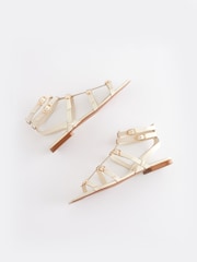 Bone Cream Signature Leather Flat Gladiator Sandals - Image 4 of 9