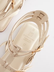 Bone Cream Signature Leather Flat Gladiator Sandals - Image 6 of 9