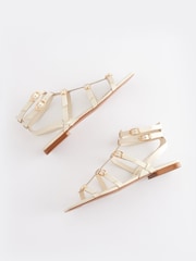 Bone Cream Signature Leather Flat Gladiator Sandals - Image 7 of 9