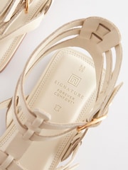 Bone Cream Signature Leather Flat Gladiator Sandals - Image 9 of 9