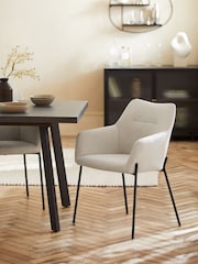 Set of 2 Tweedy Plain Light Natural Quinn Black Legs Dining Chairs - Image 1 of 8