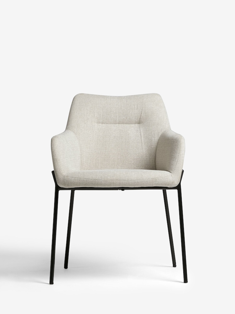 Set of 2 Tweedy Plain Light Natural Quinn Black Legs Dining Chairs - Image 2 of 8