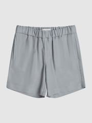 Albastru - Pantaloni scurți texturați din amestec de in Reiss Payne - Imaginea 2 din 5