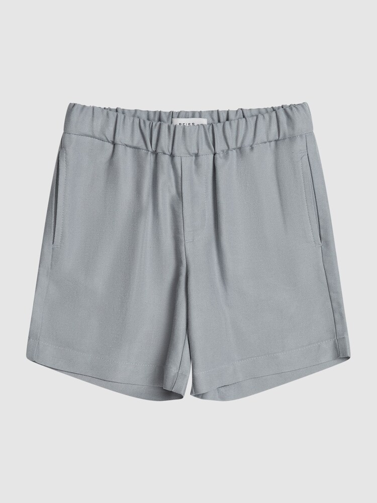 Albastru - Pantaloni scurți texturați din amestec de in Reiss Payne - Imaginea 2 din 5