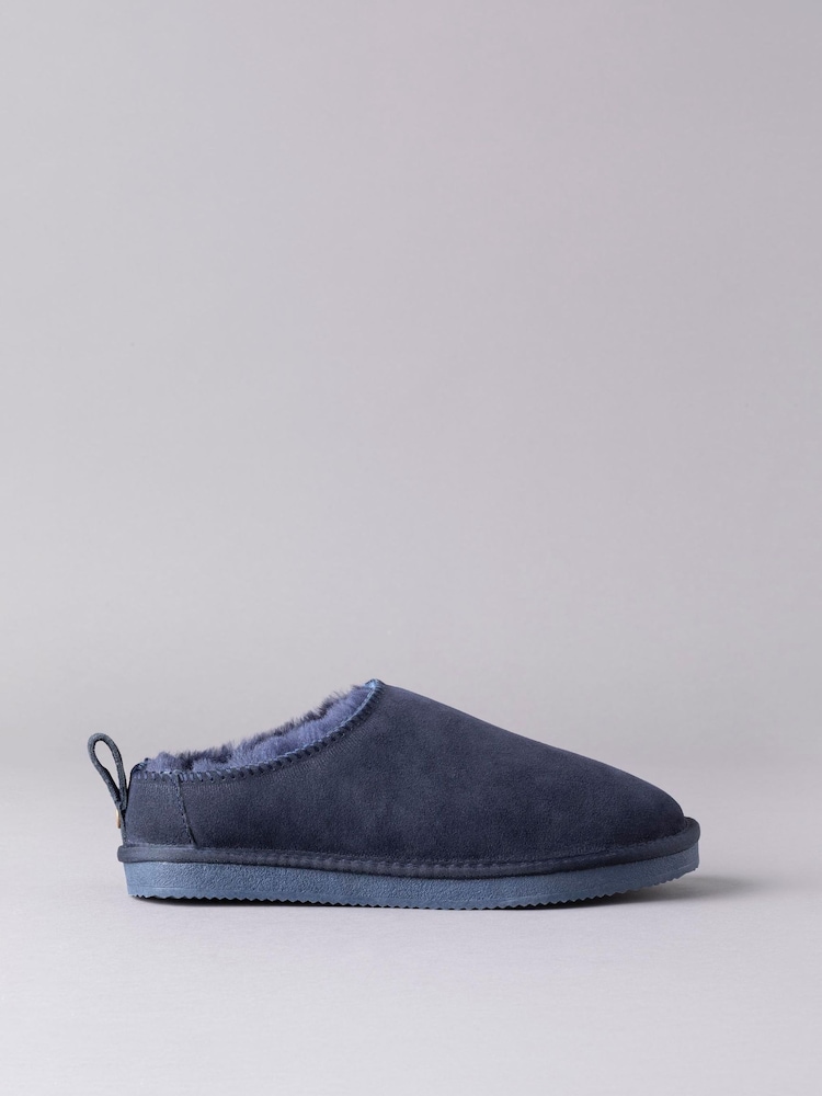 Lakeland Leather Blue Ladies Sheepskin Clog Winter Slippers - Image 2 of 4
