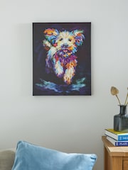 Navy Small Charlie Cockapoo Dog Canvas Wall Art - Image 1 of 6