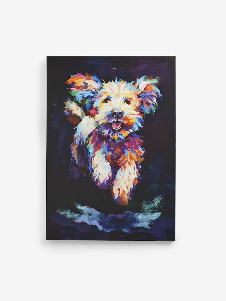 Navy Small Charlie Cockapoo Dog Canvas Wall Art - Image 5 of 6