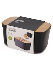 Joseph Joseph Black Bread Bin With Cutting Board Lid - Image 2 of 4