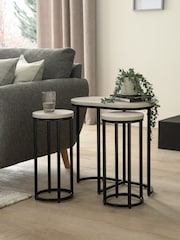 Grey Bronx Oak Effect Round Set of 3 Nest of Tables - Image 1 of 1