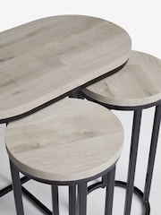 Grey Bronx Oak Effect Round Set of 3 Nest of Tables - Image 7 of 8