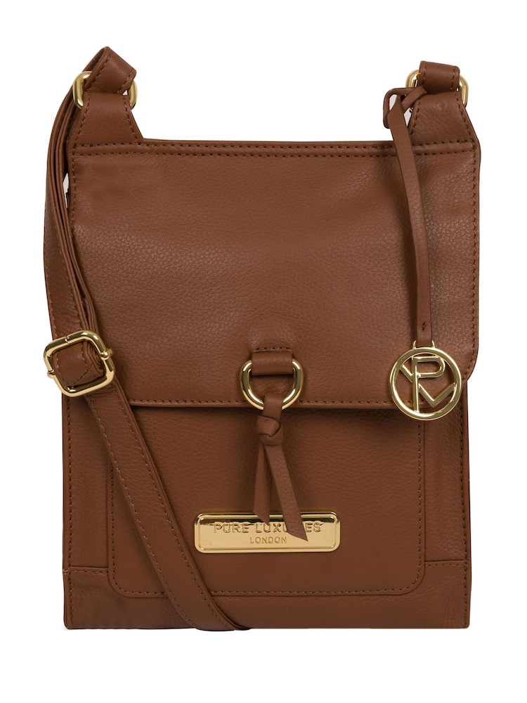 Pure Luxuries London Naomi Leather Cross-Body 100% Cotton Bag - Image 1 of 5