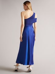 Ted Baker Ivena Black Asymmetric Knit Bodice Satin Skirt Dress - Image 2 of 5