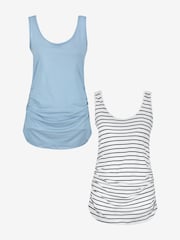 Seraphine Blue Nursing Vest Maternity Tops 2 Pack - Image 3 of 5