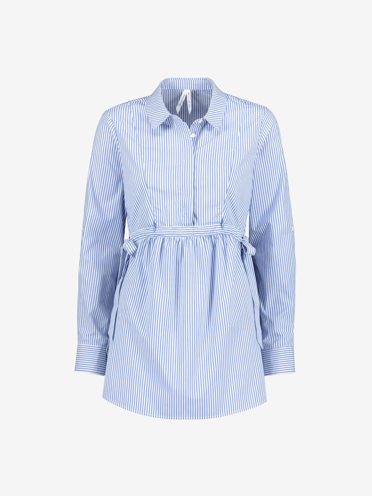 Seraphine Blue & White Pinstripe Tie Side Maternity to Nursing Shirt - Image 4 of 4