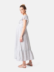 Seraphine Sage Grey/White Maternity And Nursing Midi Dress - Image 2 of 4