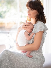 Seraphine Sage Grey/White Maternity And Nursing Midi Dress - Image 4 of 4