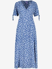 Seraphine Blue Midi Wrap Maternity Dress - Image 6 of 6