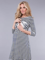Seraphine Striped Maternity & Nursing Dress - Image 1 of 6