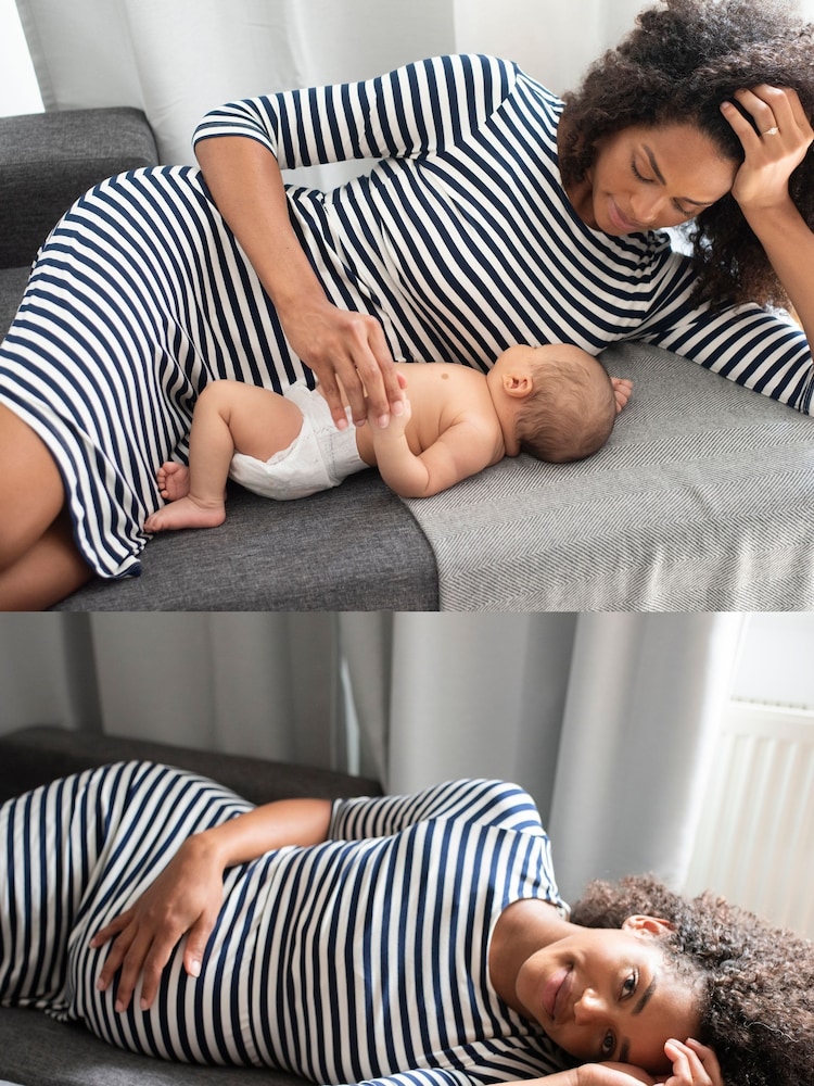 Seraphine Striped Maternity & Nursing Dress - Image 2 of 6