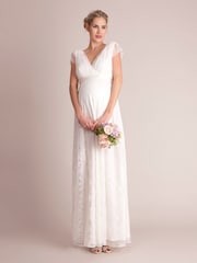 Seraphine Long Lace V-Neck Maternity Bridal Gown - Image 1 of 9