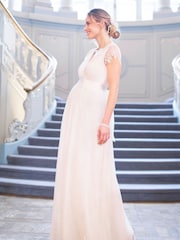 Seraphine Long Lace V-Neck Maternity Bridal Gown - Image 3 of 9