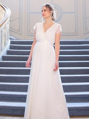 Seraphine Long Lace V-Neck Maternity Bridal Gown - Image 6 of 9