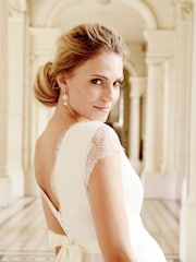 Seraphine Long Lace V-Neck Maternity Bridal Gown - Image 7 of 9