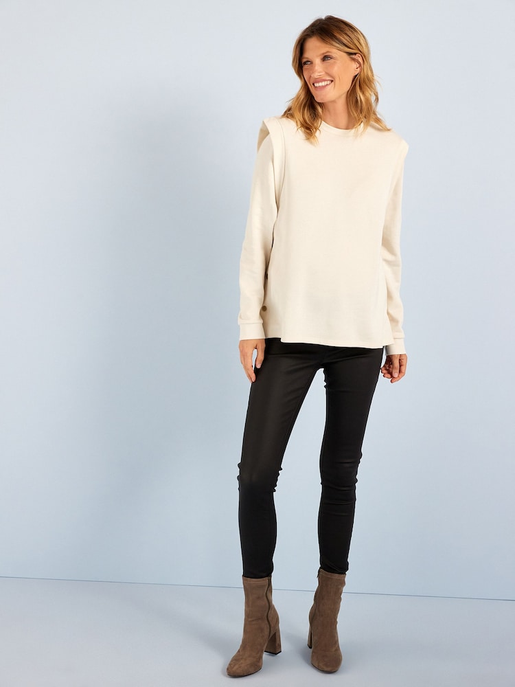 Neutral Maternity/Nursing Popper Side Sweatshirt - Image 2 of 6