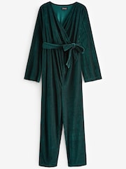 Emerald Green Maternity/Nursing Velvet Jumpsuit - Image 5 of 6