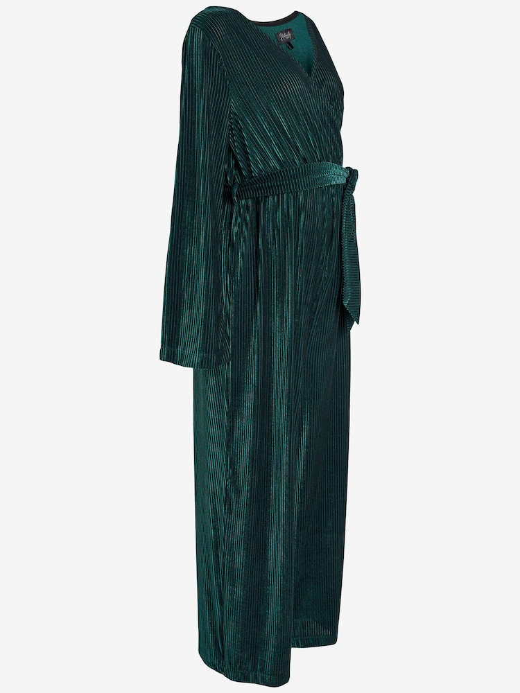 Emerald Green Maternity/Nursing Velvet Jumpsuit - Image 6 of 6