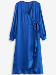Blue Maternity/Nursing Satin Wrap Dress - Image 5 of 5