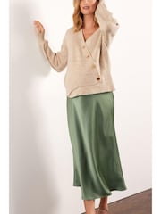 Khaki Green Maternity Satin Slip Skirt - Image 1 of 5