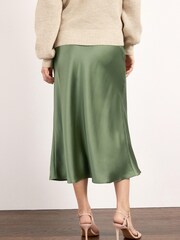Khaki Green Maternity Satin Slip Skirt - Image 2 of 5