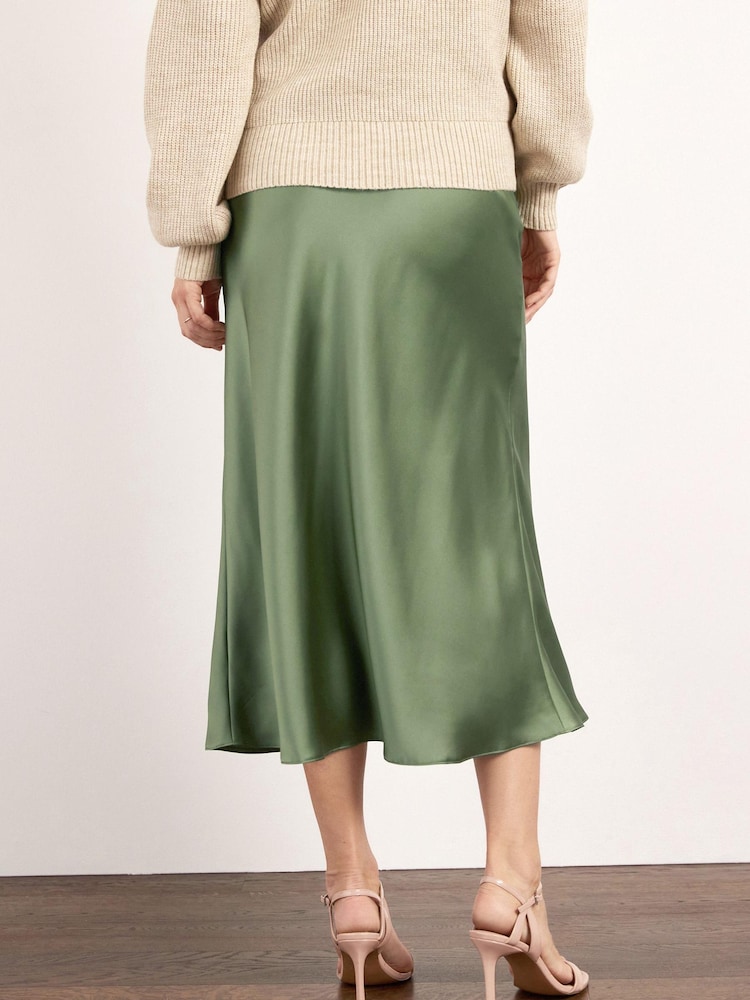 Khaki Green Maternity Satin Slip Skirt - Image 2 of 5