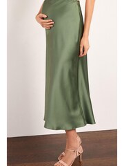 Khaki Green Maternity Satin Slip Skirt - Image 3 of 5