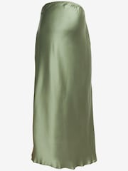 Khaki Green Maternity Satin Slip Skirt - Image 4 of 5