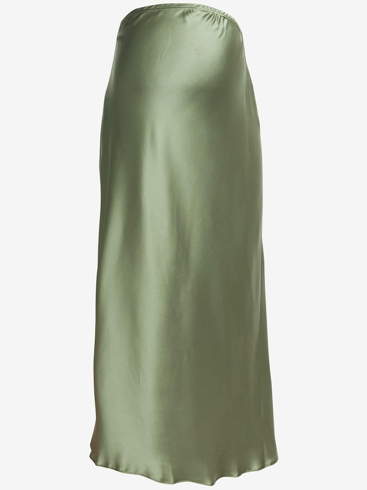 Khaki Green Maternity Satin Slip Skirt - Image 4 of 5