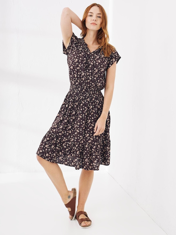 FatFace Mika Brown Floating Daisy Dress - Image 1 of 4