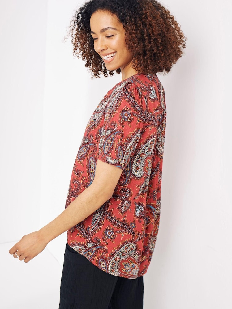 FatFace Petra Bluse mit Paisley-Muster, Rot - Bild 2 von 4