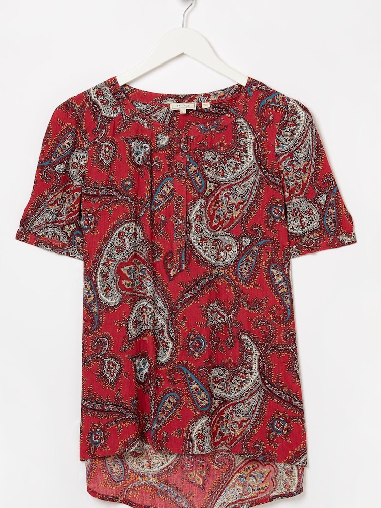 FatFace Petra Bluse mit Paisley-Muster, Rot - Bild 4 von 4