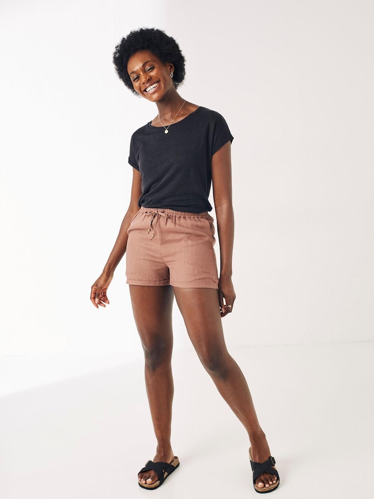 FatFace Brown Linen Flippy Shorts - Image 1 of 5