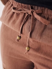 FatFace Brown Linen Flippy Shorts - Image 3 of 5